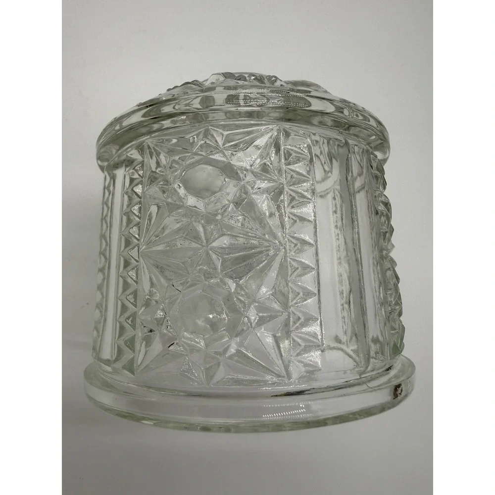 VTG Indiana Glass Stars And Bars Fairy Lamp Shade Only Clear